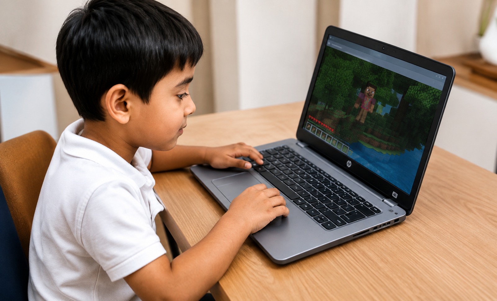 Student using laptop